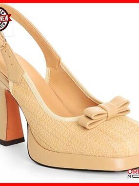 Square Toe Platform Pumps with Ankle Strap and Slingback Heels